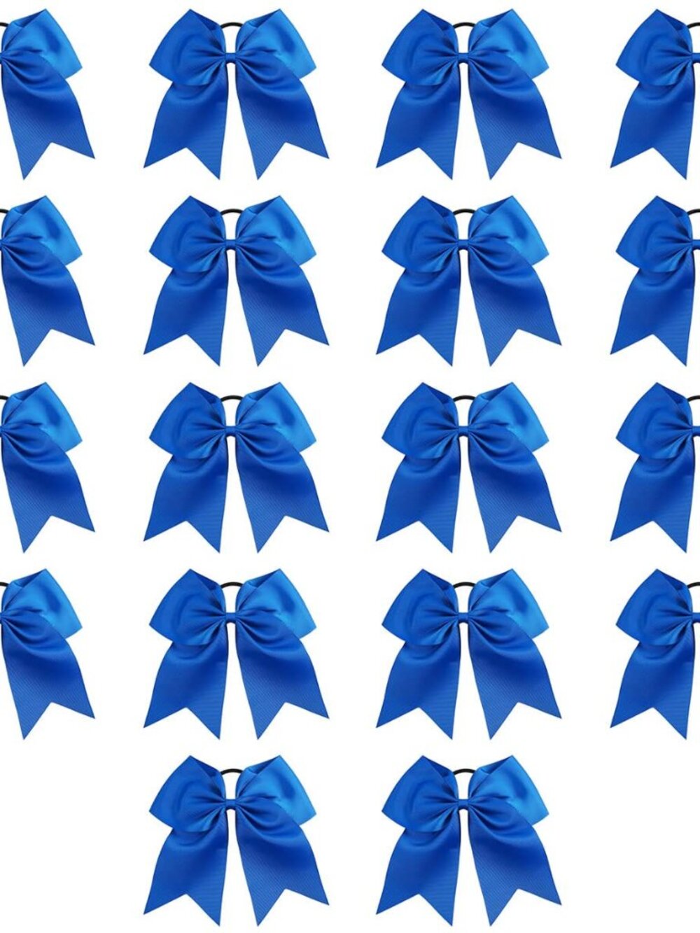 Blue Cheer Hair Bows with Ponytail Holders for Girls, 8 Inch, 18 Pack